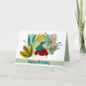 Feliz cumpleaños mujer con hojas matisse. カード (正面)