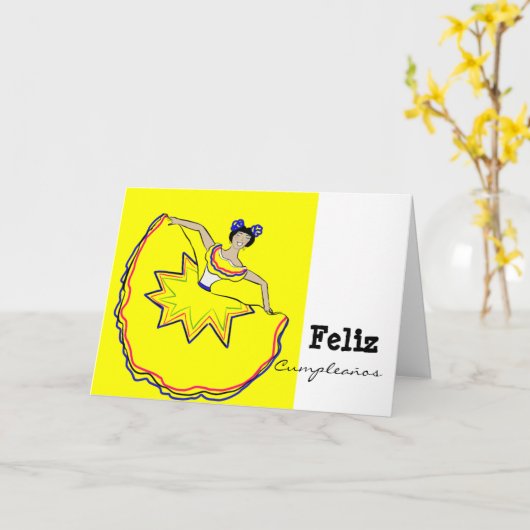 Feliz Cumpleaños - Que Cumplas Muchos Más カード (黄色い花)