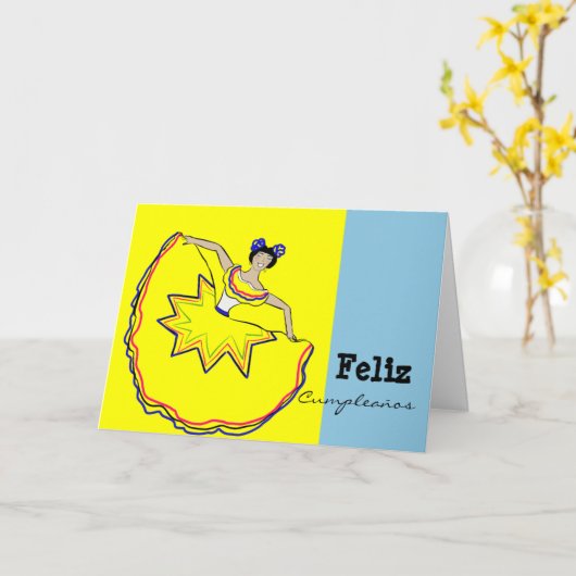 Feliz Cumpleaños - Que Cumplas Muchos Más カード (黄色い花)