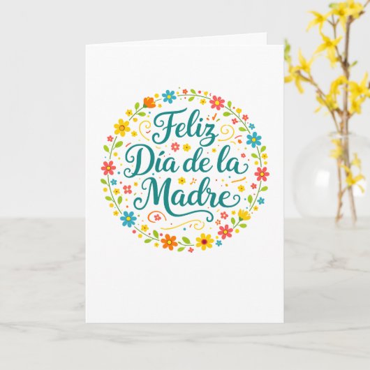 Feliz Dia De La Madre Mother's Day Calligraphy |  カード (黄色い花)