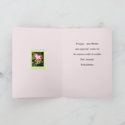 Feliz Dia de las Madres Sobrina カード (内部)