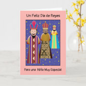 Feliz Dia Reyes Mago  Niña カード (黄色い花)