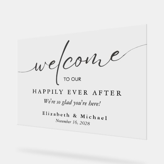 Feliz Inmediatamente Después De Que El Boda De Oro アクリルサイン (傾斜)