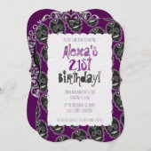 Feliz Muertosの紫色の黒い砂糖のスカル 招待状 (正面/裏面)