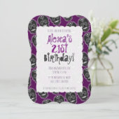 Feliz Muertosの紫色の黒い砂糖のスカル 招待状 (スタンド正面)