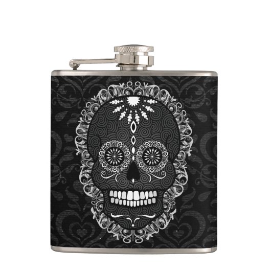Feliz Muertos -お祝いの砂糖のスカルのフラスコ フラスク (正面)