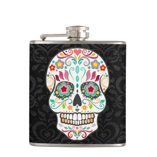Feliz Muertos -お祝いの砂糖のスカルのフラスコ フラスク (正面)