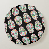 Feliz Muertos -お祝いの砂糖のスカルの円形の枕 ラウンドクッション (裏面)