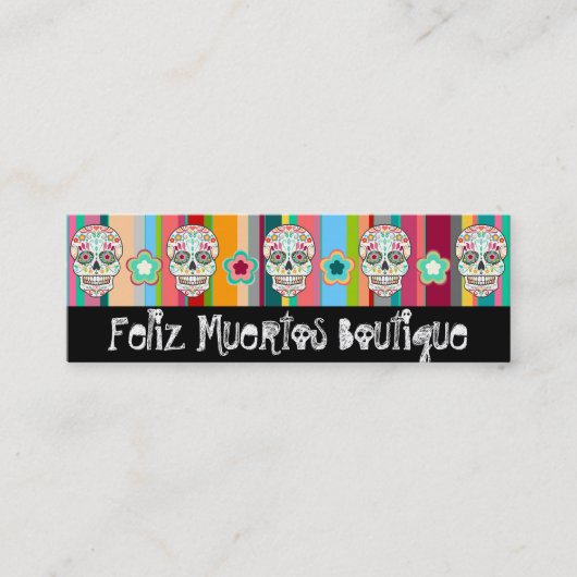 Feliz Muertos -カスタムで細い砂糖のスカルの名刺 スキニー名刺 (正面)