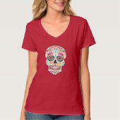 Feliz Muertos -幸せな砂糖のスカルのTシャツ Tシャツ (正面)