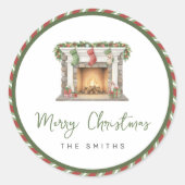 Feliz Natal - Lareira de Natal Aquarela ラウンドシール (正面)