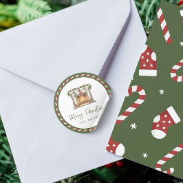 Feliz Natal - Lareira de Natal Aquarela ラウンドシール