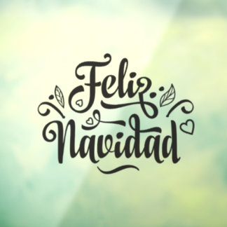 Feliz Navidadのショップフロントがお客様に挨拶  ウィンドウサイン