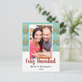 Feliz Navidadのパイナップル休日の写真カード シーズンポストカード (スタンド正面)