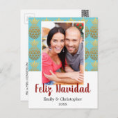 Feliz Navidadのパイナップル休日の写真カード シーズンポストカード (正面/裏面)
