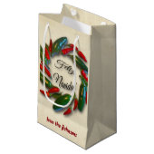 Feliz Navidadのメキシココショウのリースのクリスマス スモールペーパーバッグ (正面アングル)