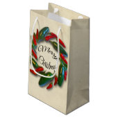 Feliz Navidadのメキシココショウのリースのクリスマス スモールペーパーバッグ (裏面アングル)