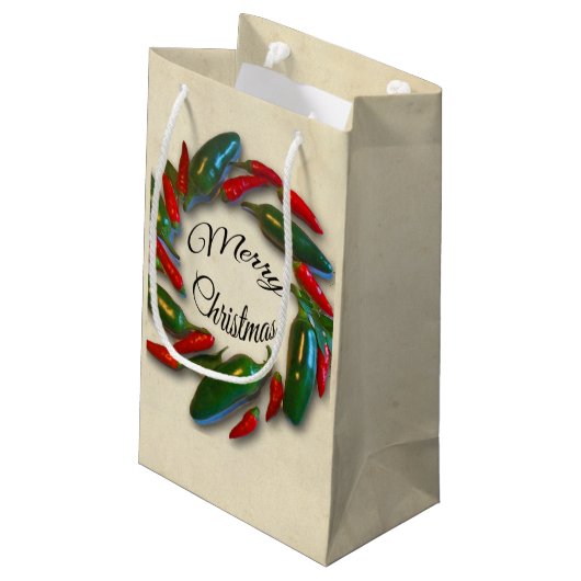 Feliz Navidadのメキシココショウのリースのクリスマス スモールペーパーバッグ (裏面アングル)