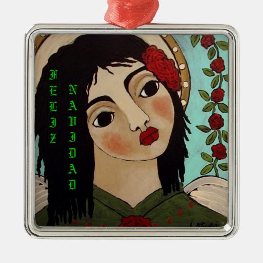 Feliz Navidadのメキシコ人の天使 メタルオーナメント (正面)