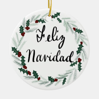 Feliz Navidadのリースのオーナメント セラミックオーナメント