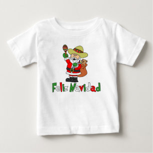 Feliz Navidadの漫画のサンタのソンブレロMaracas ベビーTシャツ