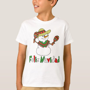 Feliz Navidadの漫画の雪だるまのソンブレロMaracas Tシャツ