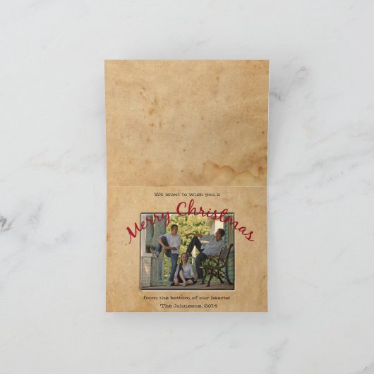 Feliz Navidadの素朴な赤唐辛子の写真のクリスマス シーズンカード (内部)