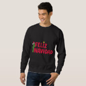 Feliz Navidadの黒いスエットシャツのTシャツ スウェットシャツ (正面フル)