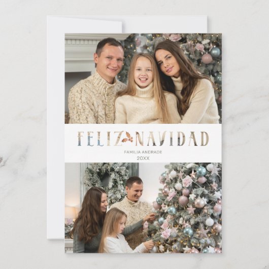 Feliz Navidadカットスペインの紙効果写真 シーズンカード (正面)