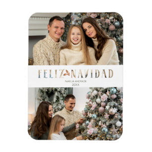 Feliz Navidadカットスペインの紙効果写真 マグネット