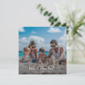 Feliz Navidadクリスマススペインのファミリービーチ写真 シーズンカード (スタンド正面)