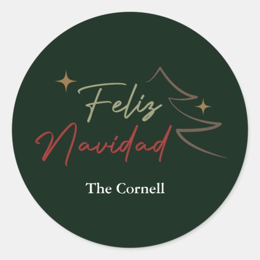 Feliz Navidadスクリプト ラウンドシール (正面)