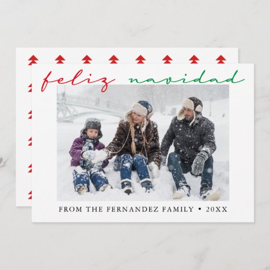 Feliz Navidadスペインの写真ミニマル シーズンカード (正面/裏面)