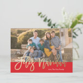 Feliz Navidadフェイクなホイルの書道のクリスマスカード シーズンカード (スタンド正面)