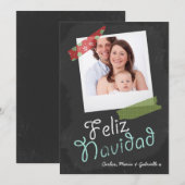 Feliz Navidadフォトフレームとテーカラフルプ シーズンカード (正面/裏面)