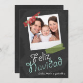 Feliz Navidadフォトフレームとテーカラフルプ シーズンカード (正面/裏面)