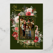 Feliz Navidadフォトフローラフォイルスペインの 箔シーズンカード (正面)