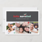 Feliz Navidadミニマリストブロック3写真クリスマス シーズンカード (正面)