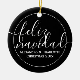 Feliz Navidadモダンミニマルなクリスマスフォト セラミックオーナメント