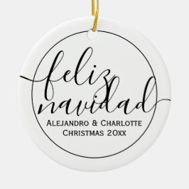 Feliz Navidadモダンミニマルなクリスマスフォト セラミックオーナメント
