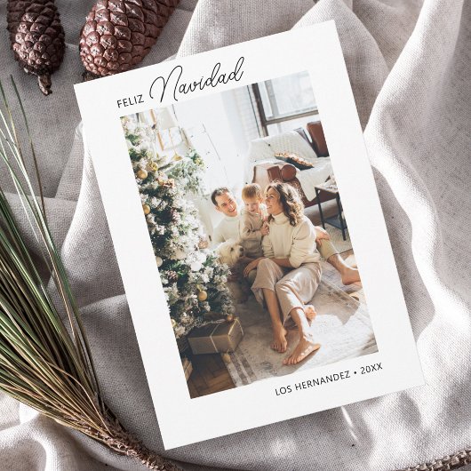 Feliz Navidadレトロスクリプトフォトホリデーカード シーズンカード