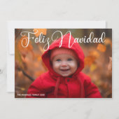 Feliz Navidad白いスクリプト写真クリスマススペインの シーズンカード (正面)