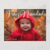 Feliz Navidad白いスクリプト写真クリスマススペインの シーズンポストカード (正面)