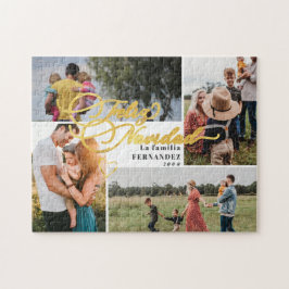 Feliz Navidad金ゴールドクリスマスフォーフォトコラージュ ジグソーパズル