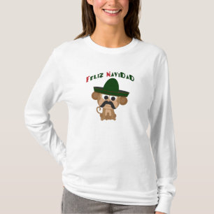 Feliz Navidad! かわいい猿 Tシャツ