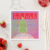 "Feliz Navidad"の短いメッセージカスタムのクリスマス スタンダードランチョンナプキン (インサイチュ)