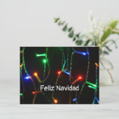 "Feliz Navidad"カラフルChristmas lights Card (スタンド正面)