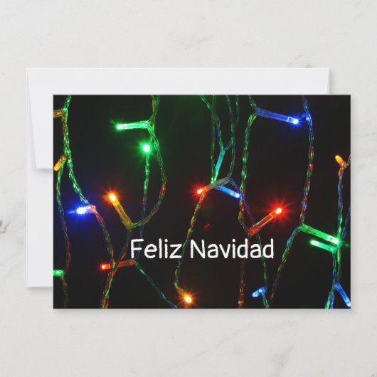"Feliz Navidad"カラフルChristmas lights Card (正面)