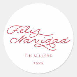Feliz Navidad、クリスマススペインのステッカー ラウンドシール