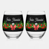 Feliz Navidad ステムなしワイングラス (裏面)